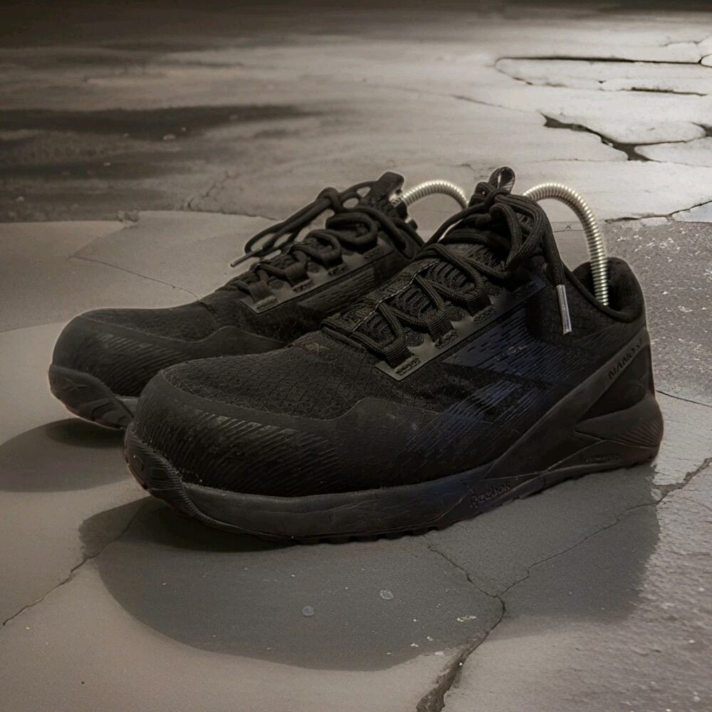 Reebok Harman Work Shoes Women 7.5W Men 5.5W Black Comp Toe Slip Resistant WIDE